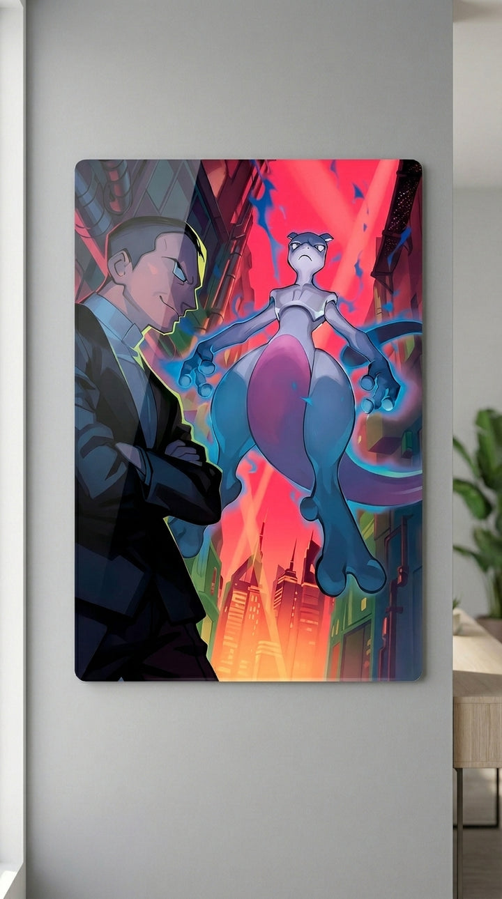 Cuadro metálico Mewtwo y Giovanni | XEN